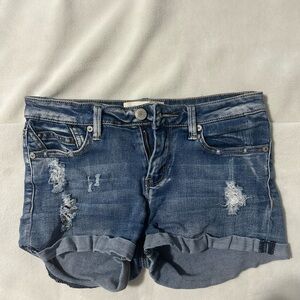Distressed Blue Denim Shorts
